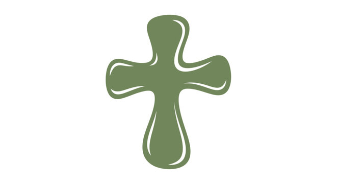 Green Organic Cross Symbol - Faith, Hope, Spirituality, Religion