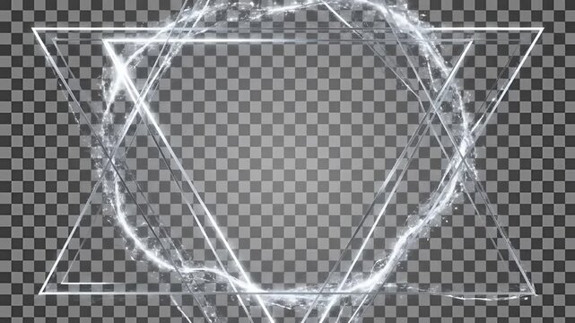 Abstract Geometric Star Shape with Swirling Energy Effect on Transparent Background.