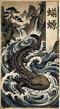 Salamander. Ancient Chinese painting