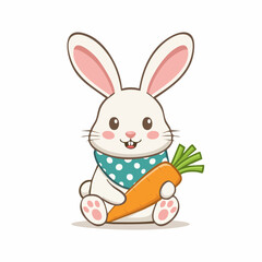 Fototapeta premium Cute Cartoon Rabbit Holding a Carrot