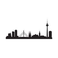 Obraz premium City Skyline Silhouette Against White Background Architectural Representation