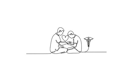 Obraz premium Caring Hands: Doctor & Patient Connection, Heart & Caduceus Medical Symbol