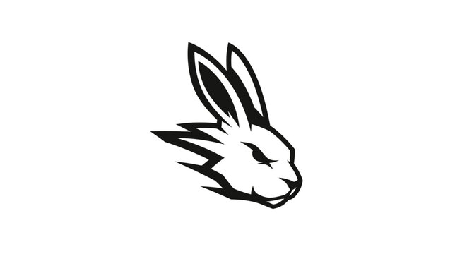 Black and white rabbit head profile.