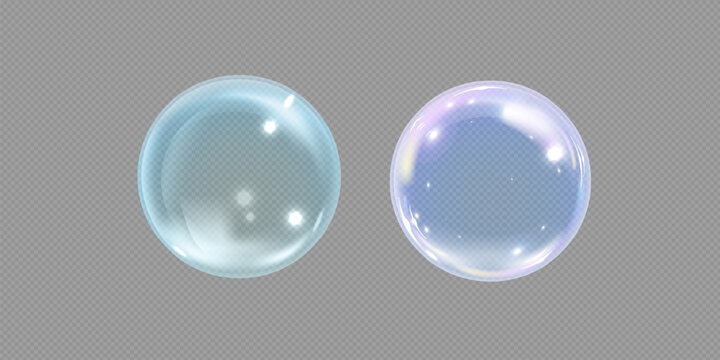 Two iridescent soap bubbles with a rainbow reflection effect. The image is set on a transparent background, making it suitable for use in design, collages, promotional materials, and web graphics. Vib