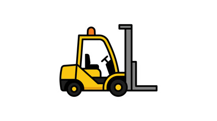 Naklejka premium Industrial forklift vehicle icon with empty cabin and lift mechanism