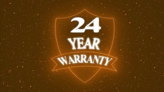Vintage 24 year Warranty  Badge Design with Ribbon and Shield Banner dark background animation 4k video