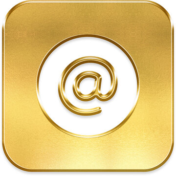 At gold metallic square icon email mention address contact mail