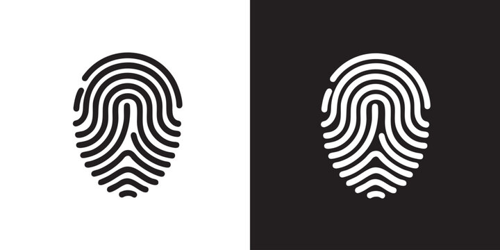 Minimalist Icon of Black Fingerprint - Modern Identity Verification Symbol, Biometric Security Scan, and Digital Touch ID Access Protection Vector