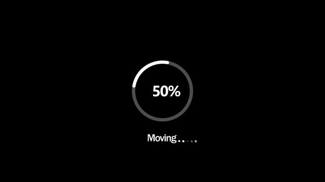 Minimal circle progress loader animation on dark screen with rotating icon and loading bar effect for digital interface. 4K Motion Graphics Video