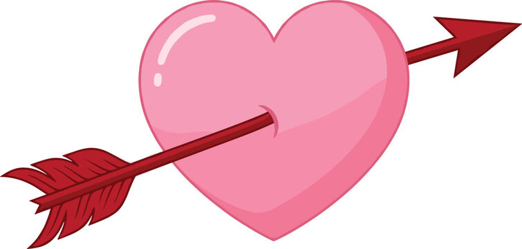 Pink Valentine Heart Pierced with Cupid Arrow Vector Illustration for Wedding Invitations Romantic Greeting Cards Engagement Parties and Love Theme Graphic Designs