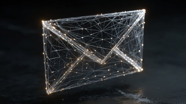 High-Tech Digital Illustration of Email Envelope with Connecting Network Lines