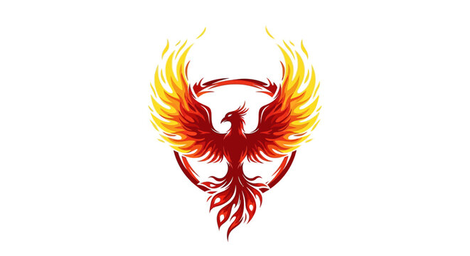 Fiery phoenix illustration symbol of rebirth courage and strength