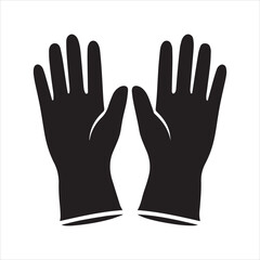 Obraz premium Silhouette pair of black rubber gloves for safety and protection vector illustration