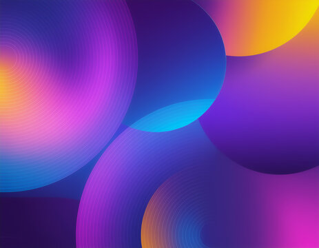 Abstract background with circular shapes and vibrant purple blue gradient with fine concentric lines