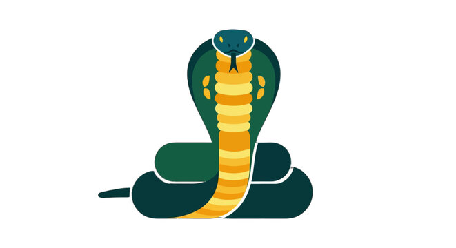 Illustrated Cobra Snake Coiled Ready to Strike Pose.