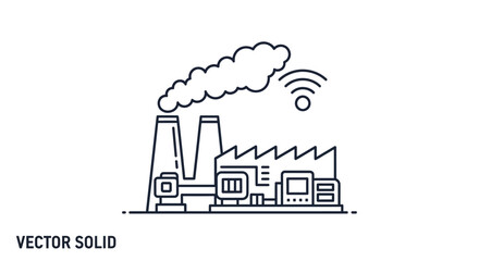 Naklejka premium Industrial factory with smoke and signal.
