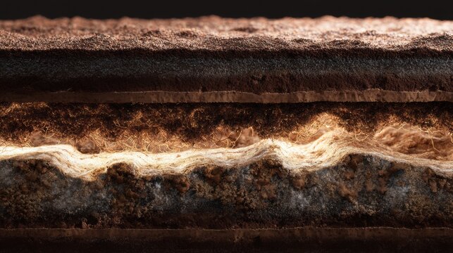 Cross-Section of Underground Natural Rock with Lighting and Educational Details