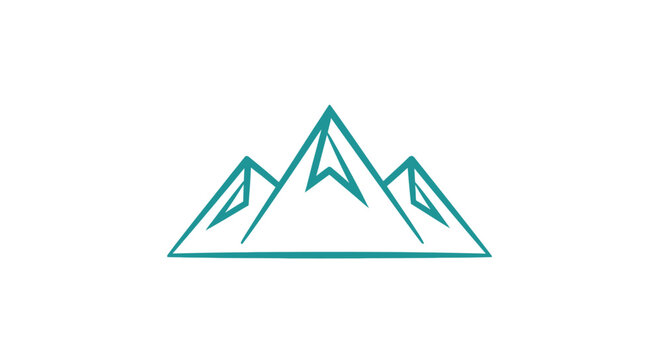 Minimalistic mountain range emblem on a white background for logos and designs, clean graphic