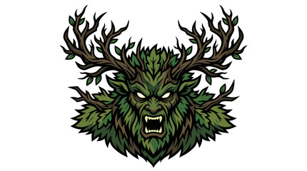 Obraz premium Forest spirit with leafy face and branch antlers