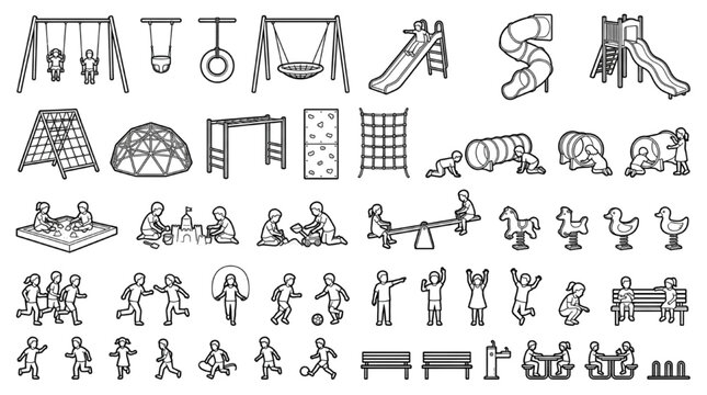 Children Playground Equipment CAD Block Collection for Landscape Architecture and Recreational Planning Drawings