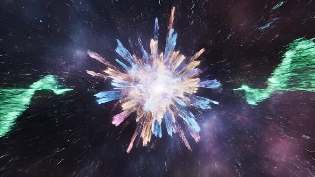 Abstract Sound Waveform Visualization in Cosmic Nebula.
