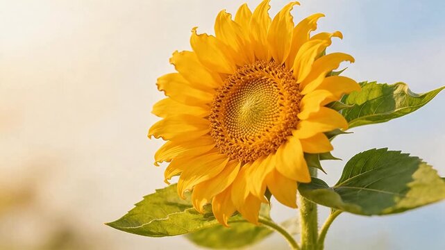 Bright yellow sunflower against blue sky