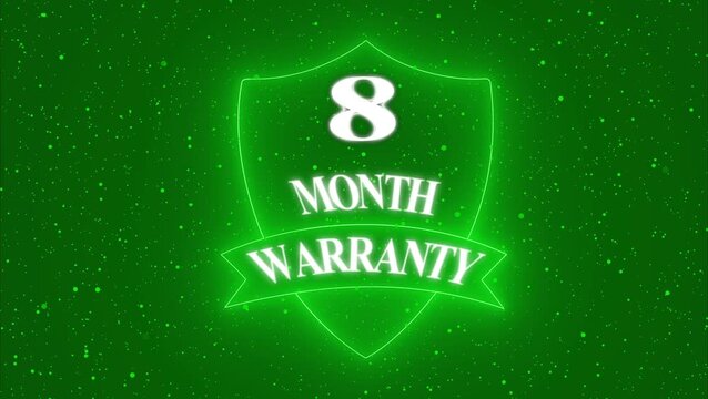 Vintage 8 month  Warranty  Badge Design with Ribbon and Shield Banner dark background animation 4k video