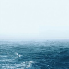 Fototapeta premium Open ocean scene with misty horizon, soft tones
