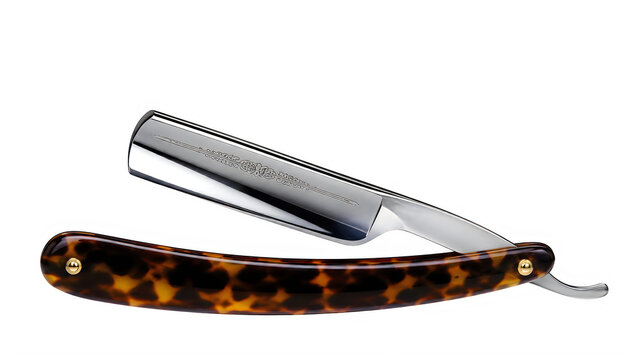 Vintage straight razor isolated on a transparent background for dad jokes