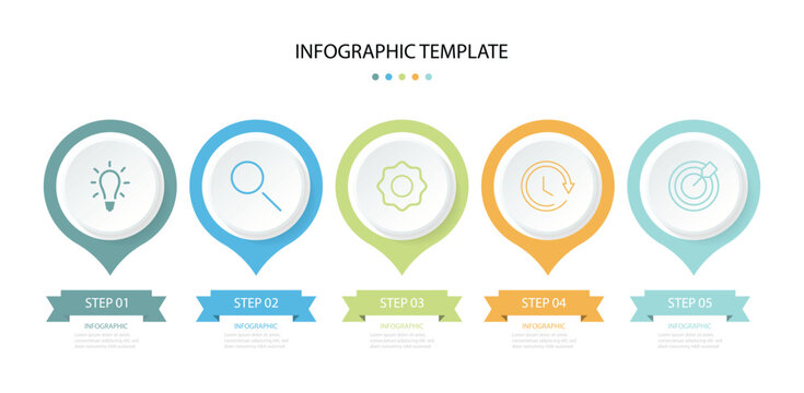 Vector Infographic design business template with icons and 5 options or steps.  Can be used for info graphics, flow charts, presentations, web sites, banners. 