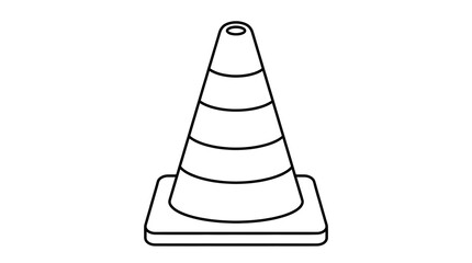 Fototapeta premium Minimalist Line Art Traffic Cone Icon. Road Safety, Construction Warning Symbol.