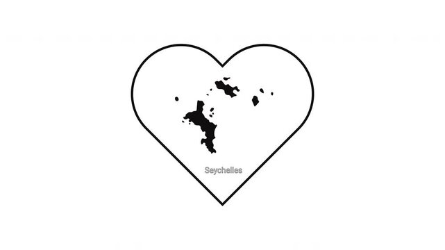 Seychelles Islands Map Inside Heart Shape Outline Graphic.