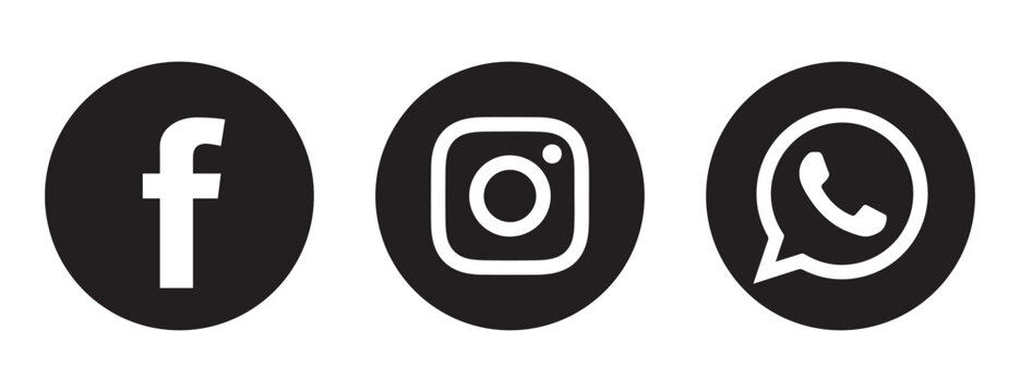 Black facebook, instagram, and whatsapp logos