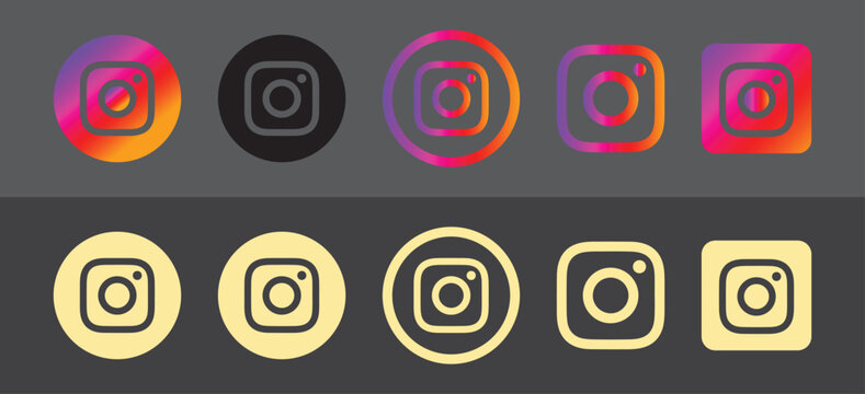 Instagram logo and icon variations in different colors and styles