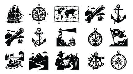 Nautical compass and vintage sailing ship vector art for discovery and adventure. © Tuli