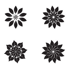 Obraz premium Set of four black floral mandala designs with white accents on white background decorative elements geometric patterns