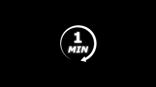 One Minute Timer Countdown Animation Black Background