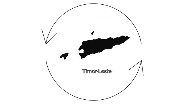 Timor Leste Map with Circular Arrows Indicating Movement or Process.