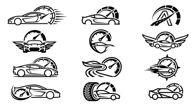 Collection of Classic Car and Speedometer Logo Designs
