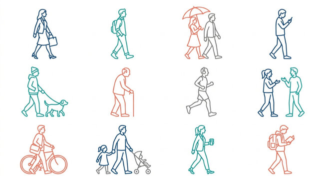 Illustrations of Various Pedestrian Activities and Mobility