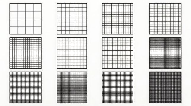 Grid patterns in various sizes and densities