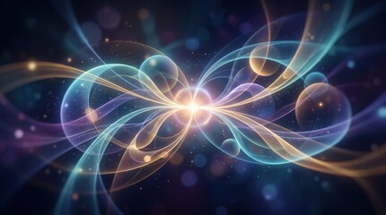 Fototapeta premium A vibrant, abstract image showcases a swirling, luminous fractal pattern resembling a cosmic bloom.