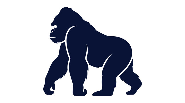Gorilla Knuckle Walking Silhouette Icon for Wildlife Conservation, Primate Biology and Safari Nature Education Design