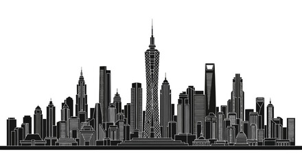 Obraz premium Modern City Skyline Silhouette with Cairo Tower, Urban Architecture