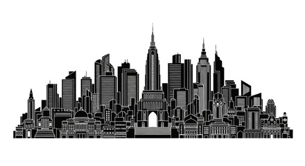 Obraz premium New York City skyline silhouette illustration, modern urban concept