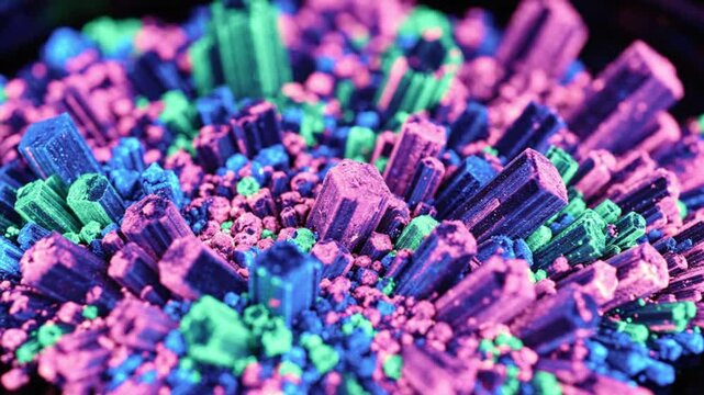Vibrant Fluorescent Crystal Cluster under UV Light - Macro Shot