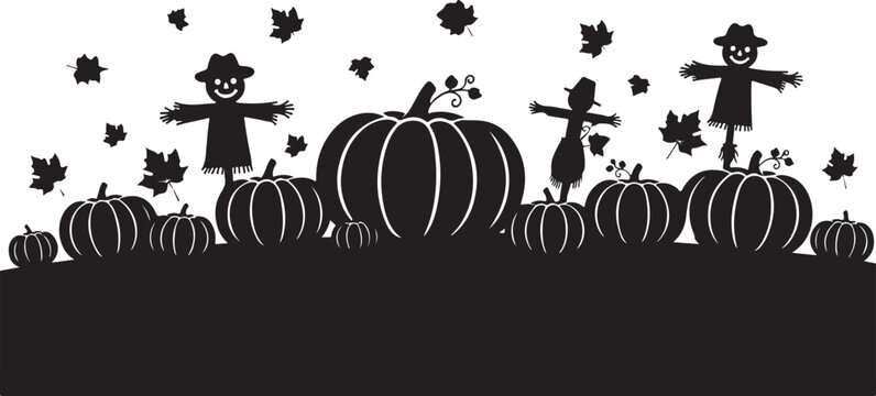 Black, autumn, scarecrow, pumpkin icons