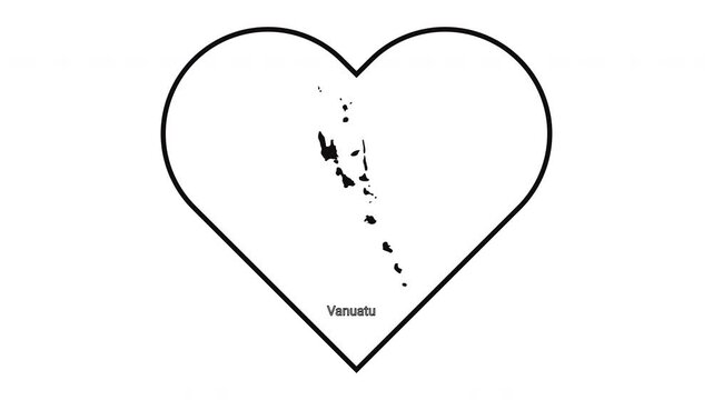 Vanuatu Map in Heart Shape Outline Graphic.