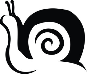 Stylized black and white illustration of a snail with a swirling shell, representing slowness and nature © Amri Grafika