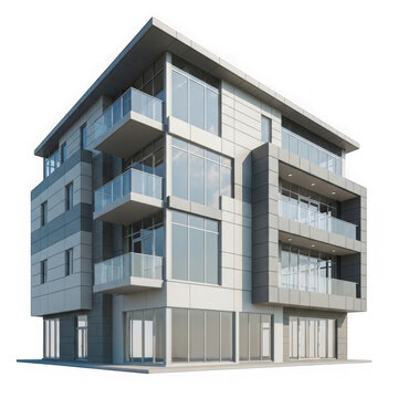 Modern apartment building with balconies